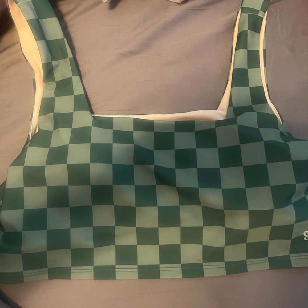 Albion fit green check Olivia top